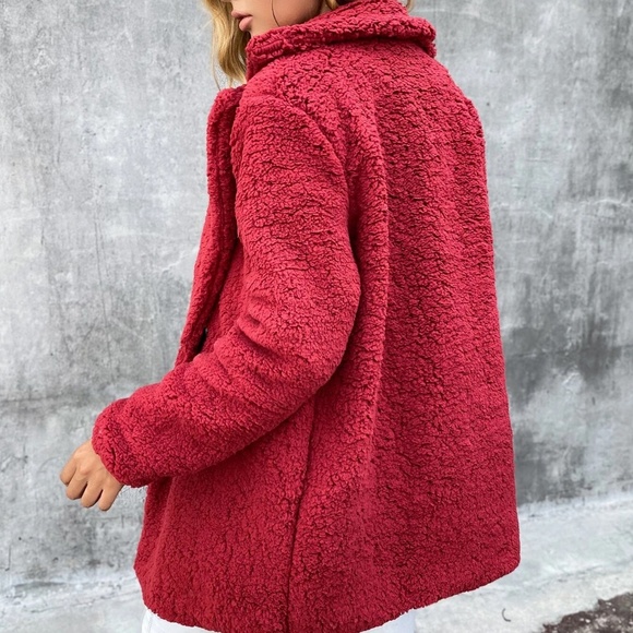 Cozy Button up Teddy Oversized collared Jacket Coat - Picture 6 of 13